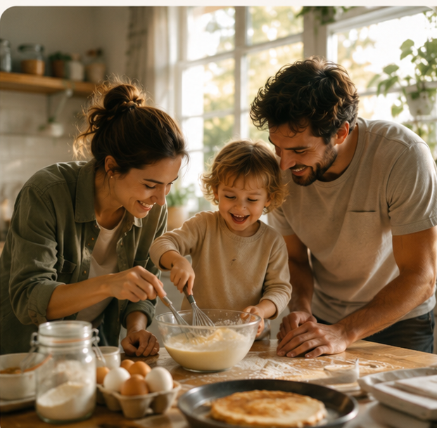 A family baking together
