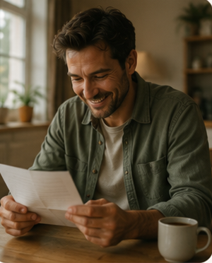 A man reading a letter